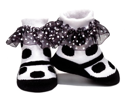 1 Pair of Black & White Polka Dot Socks for Baby Girls 0-6 months - Baby Emporio