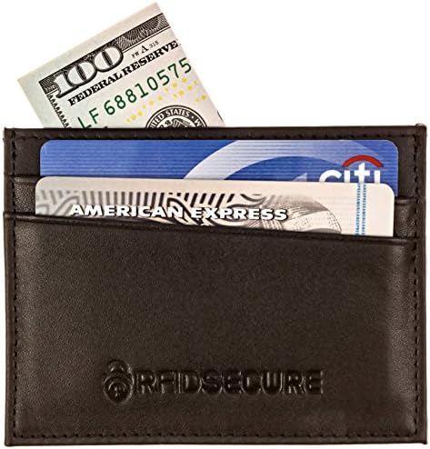 RFID Blocking Minimalist Slim Wallet - Men's Genuine Leather Minimalist Money Clip Front Pocket Wallet