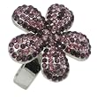 Bling Amethyst Austrian Crystal Daisy Flower Fashion Ring - 1" Diameter - Adjustable