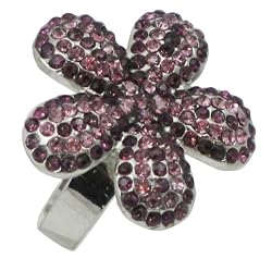 Bling Amethyst Austrian Crystal Daisy Flower Fashion Ring - 1" Diameter - Adjustable