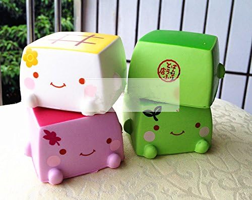 Syorn 4 pcs Lovely Chinese Smile Tofu Squishy Bread Key Bag chain Cell Phone Charm Strap
