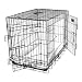 48" GoGo Black Epoxy Double Door Folding Wire Crate w/Divider