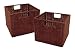 Antique Walnut Finish Storage Wicker Rattan Baskets
