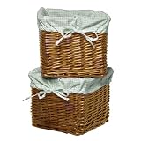 Set of 2 Honey Baskets with Sage Gingham Liners