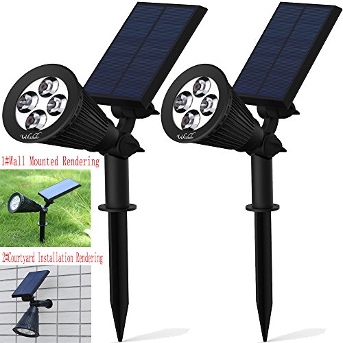 Solar Lights,Solar Powered Spotlight 2-in-1 Adjustable 4 LED In-Ground Light Landscape Wall Light Waterproof Security Light for Outdoor Yard Garden Lawn – Auto-On / Off – The 3rd Gen-2 pack