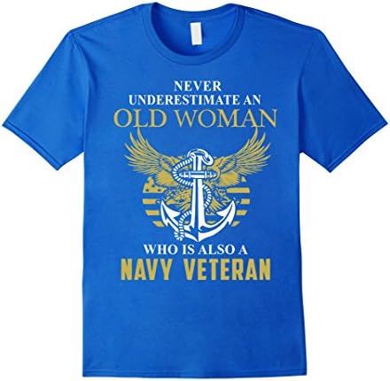 Men's NEVER UNDERESTIMATE A NAVY VETERAN XL Royal Blue