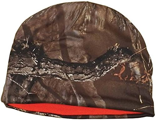 Warm Reversible Hunter Orange And Camouflage Beanie Cap Knit Fleece Hat