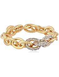 Accent Pave Rhinestone Link Stretch Bracelet, 3.5"