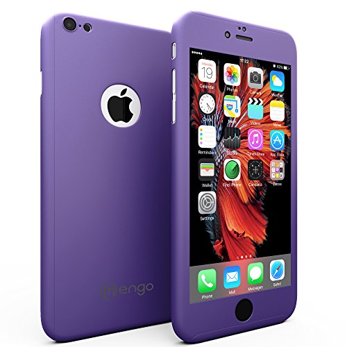 Mengo SlimFit 360 [Ultra-Thin] Case for iPhone 6/6S With Tempered Glass Screen Protector - Purple (Will Not Fit 6/6S Plus)