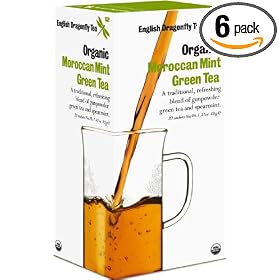 Dragonfly Teas Morroccan Mint Green Tea, 20-Count Sachets (Pack of 6)