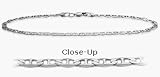 10 Karat White Gold Flat Gucci Style 9 Inch Anklet