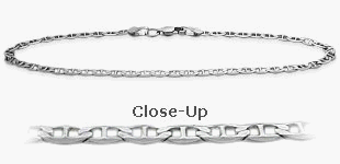 10 Karat White Gold Flat Gucci Style 9 Inch Anklet