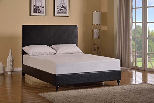 Home Life Black Leather Platform Bed with Slats Queen - Complete Bed 5 Year Warranty Included