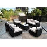 Genuine Ohana Outdoor Patio Wicker Furniture 7pc All Weather Couch Set