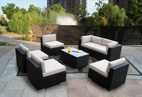 Genuine Ohana Outdoor Patio Sofa Sectional Wicker Furniture 7pc All Weather Couch Set with Free Patio Cover product image