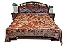 Pashmina Indian Blanket Throw Brown Floral Self Design Kashmir Bedding King Sz