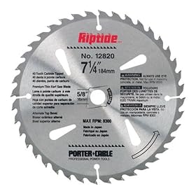 Porter Cable 12820 Riptide 7-1/4-Inch 40 Tooth ATB Thin Kerf Crosscutting Saw Blade with 5/8-Inch and Diamond Knockout Arbor for Blade-Right Saws