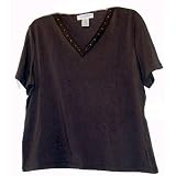 SagHarborCottonStretchShortSleeveT-shirtV-neckSatinRibbonTrim