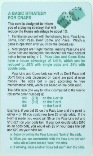 Basic Strategy Card for Craps