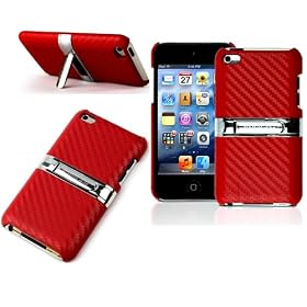 Red Case Cover with Built in Stand For Apple iPod Touch 4G 4th Generation Models 8GB 32GB 64GB + FREE LCD Screen Protector