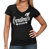 NFL Arizona Cardinals Womens Heart Script Baby Jersey T-Shirt - Black (Small)