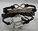 Black Leather Rope Knit Handmade Bracelet Infinite Nautical Anchor Weave Bangle