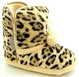 Coolers Girls Ncy3796k Beige Leoard Print Slip On Boot Style Textile Slippers