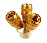 Pro-Quality 3-Way Air Manifold; Brass Quick-Connect; Lifetime Warranty
