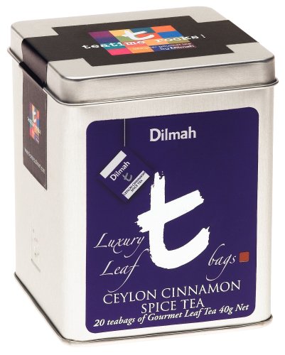 Dilmah Ceylon Cinnamon Spice Tea, 20-Count Luxury Leaf T-Bags, 1.4-Ounce Tins (Pack of 2) by Dilmah