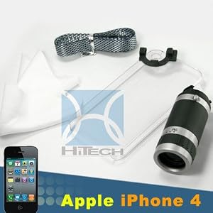 6X ZOOM TELESCOPE CAMERA LENS with CLEAR CASE COVER HOLDER, NECK STRAP for APPLE iPHONE 4 4G
