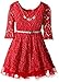 Beautees Girls' Big 3/4 Sleeve All Over Lace Dress