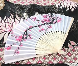 Cherry Blossom Silk Fans - Baby Shower Gifts & Wedding Favors