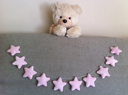 Nursery garland Stars Pink Soft plush Girl room bedroom Decor nursery Baby Shower Gift Sewing stars bunting decoration