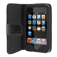 Premium Black Folio Wallet Leather Case for Apple Ipod Touch Itouch 8Gb 16GB 32Gb 2G 3G 2nd 3rd Generation