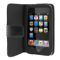 Premium Black Folio Wallet Leather Case for Apple Ipod Touch Itouch 8Gb 16GB 32Gb 2G 2nd Generation