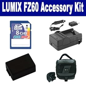 Panasonic Lumix FZ60 Digital Camera Accessory Kit includes: SDDMWBMB9 Battery, SDM-1532 Charger, KSD48GB Memory Card, SDC-27 Case