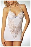 Dreamgirl Women's Lace Underwire Chemise with Contrast Satin Binding and Matching Thong