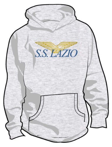 S.S. Lazio Basic Logo Hoodie, Adult Medium - Ash Grey