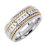 Beverly Diamonds Mens 14K 2-TONE GOLD DIAMOND WEDDING BAND RING Round-Shape