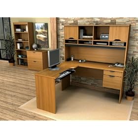L-Shaped Desk Set 2 in Cappuccino Cherry - Innova - Bestar Office Furniture - 92851-68