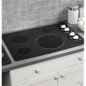 GE: JP346WMWW 30'' Electric Cooktop with 4 Ribbon Heating Elements, PowerBoil Element & Hot Surface