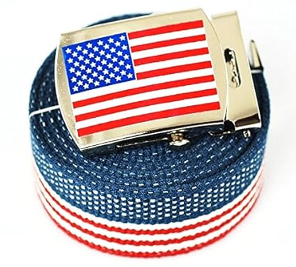 &quot;Usa Flag&quot; Canvas Military USA Flag Web Belt & Buckle 60 Inch