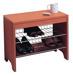 Rubbermaid 3G8900HONEY 9-Pair Wood-Finish Shoe Bench