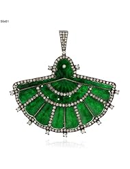 Diamond Pave Jade Carved Pendant 18kt Gold Designer Jewelry
