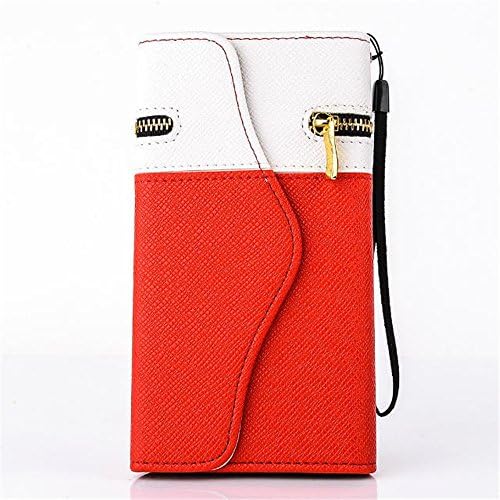 iPhone 6 Case,iPhone 6 4.7 Case-Uhope(TM)iPhone 6 wallet Case,iPhone 6 4.7 inch elegant Mobile phone holster-High Quality PU Leather Zipper Studded Wallet Flip Case Cover for Apple iPhone 6, with Useful Wallet and Card slot function-white and red(with free gift)