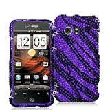 Purple n Black Zebra Bling Rhinestone Diamond Snap-On Hard Sking Case Cover ....
