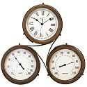 River City Clocks 18 Inch Indoor/Outdoor Triple Dial Clock with Time, Temperature, & Humidity - Model # 1014-18