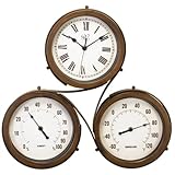 River City Clocks 18 Inch Indoor/Outdoor Triple Dial Clock with Time, Temperature, and Humidity - Model # 1014-18