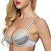 Ekouaer Women's Satin Demi Minimizer Underwire Bra Sexy Everyday Bra Gray