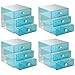 InterDesign 3 Drawer Storage Organizer for Cosmetics, Makeup, Beauty Products and Office Supplies, 4 Pack, Aqua